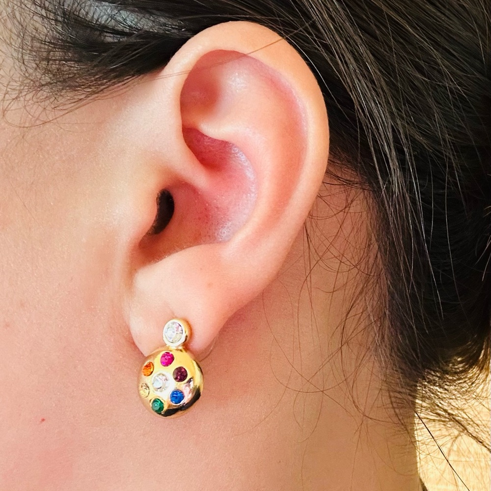 Gold Multicolor Stud Earrings. Nice & Bella